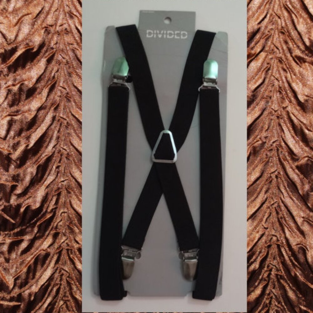 Black Suspenders with Silver Clips